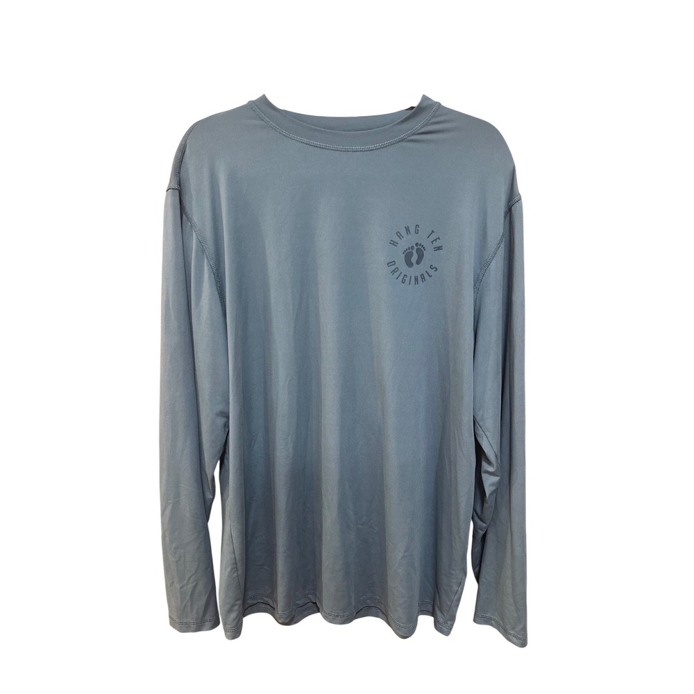 Hang Ten Originals Mens Blue Long Sleeve Sun Shirt UPF 50+ Rash Guard L
